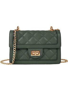 Women's Olive Small Quilted Imported Cross Body Mini Shoulder Bag Purse